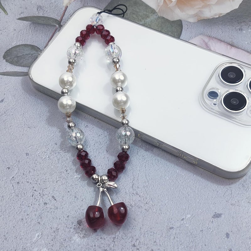 cioatu Phone Charms Cute Cherry Butterfly Cell Phone Lanyard Strap Wrist Strap for Bag Airpods Camera Pendants Decor - Image 3